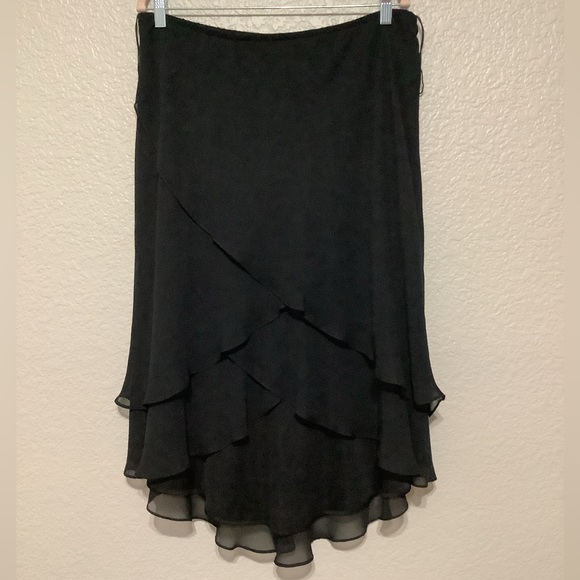 Scarlett Nite Black Maxi Skirt Assymetric Ruffle Hem Pull On Women's Size 16 - Picture 1 of 7